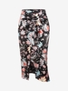 ZAFUL Jupe Mi-Longue Fendue à Imprimé Fleur S Noir