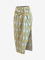 ZAFUL Jupe Mi-Longue Fendue Drapée L Vert profond