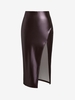 ZAFUL Jupe Mi-Longue Fendue en Avant en Cuir PU S Rouge foncé