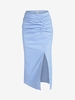 ZAFUL Jupe Mi-Longue Fendue en Vichy à Volants M Bleu clair