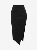 ZAFUL Jupe Moulante Fendue à Volants(Tissu Hautement Eextensible) L Noir