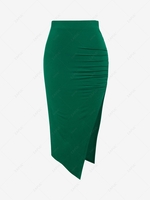 ZAFUL Jupe Moulante Fendue à Volants(Tissu Hautement Eextensible) M Vert