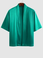 ZAFUL Kimono Ouvert en Avant Soyeux en Satin Xl Vert profond