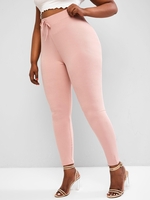 ZAFUL Legging Côtelé à Taille Nouée de Grande Taille
