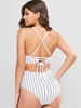 ZAFUL Maillot de Bain à Rayure Fine Une-Pièce à Lacets M Blanc