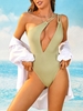 ZAFUL Maillot de Bain Asymétrique Découpé Une Epaule Une-Pièce Xl Vert clair