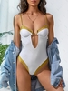 ZAFUL Maillot de Bain Bicolore à Jambe Haute à Armature Une-Pièce S Blanc