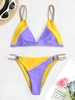 ZAFUL Maillot de Bain Bikini à Double Bretelle Tressée en Deux Couleurs S Pourpre