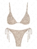 ZAFUL Maillot de Bain Bikini à Imprimé Dalmatien à Cordon M Café lumière