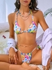 ZAFUL Maillot de Bain Bikini à Imprimé Fleur Noué à Côté à Cordon M Bleu