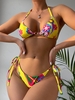 ZAFUL Maillot de Bain Bikini à Imprimé Fleuri à Cordon S