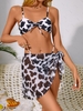 ZAFUL Maillot de Bain Bikini à Imprimé Vache Noué en Avant en Maille Transparente Trois Pièces S Blanc