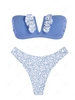 ZAFUL Maillot de Bain Bikini Animal Côtelé à Armature en V à Volants L Bleu clair