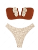 ZAFUL Maillot de Bain Bikini Animal Côtelé à Armature en V à Volants M Café