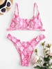 ZAFUL Maillot de Bain Bikini Animal Imprimé à Coupe Haute M Rose clair