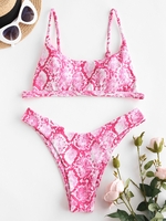ZAFUL Maillot de Bain Bikini Animal Imprimé à Coupe Haute M Rose clair
