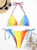 ZAFUL Maillot de Bain Bikini Arc-en-ciel à Corde à Col Halter L