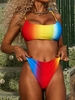 ZAFUL Maillot de Bain Bikini Arc-en-ciel à Epaule Nouée L