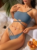 ZAFUL Maillot de Bain Bikini Asymétrique Découpé à Une Bretelle S Bleu profond