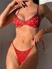 ZAFUL Maillot de Bain Bikini Balconnet à Imprimé Ethnique Noué à Armature M Rouge