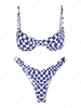 ZAFUL Maillot de Bain Bikini Balconnet Côtelé à Carreaux à Coupe Haute à Armature M Bleu