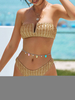 ZAFUL Maillot de Bain Bikini Bandeau à Jambe Haute à Armature V à Volants M Café lumière