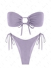 ZAFUL Maillot de Bain Bikini Bandeau Brillant Métallisé Noué à Côté S Pourpre