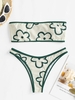 ZAFUL Maillot de Bain Bikini Bandeau Contrasté à Imprimé Fleur S Vert profond