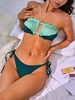 ZAFUL Maillot de Bain Bikini Bandeau Côtelé Noué à Côté Deux Couleurs L Vert profond