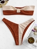 ZAFUL Maillot de Bain Bikini Bandeau Côtelé Noué Bicolore M Café