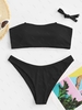 ZAFUL Maillot de Bain Bikini Bandeau Côtelé S Noir