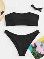 ZAFUL Maillot de Bain Bikini Bandeau Côtelé S Noir