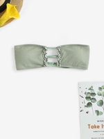 ZAFUL Maillot de Bain Bikini Bandeau Découpé à Ourlet en Laitue à Paillettes M Vert clair