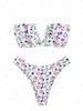 ZAFUL Maillot de Bain Bikini Bandeau Fleuri Côtelé à Armature en V L Pourpre