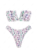 ZAFUL Maillot de Bain Bikini Bandeau Fleuri Côtelé à Armature en V M Pourpre