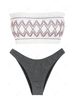 ZAFUL Maillot de Bain Bikini Bandeau Métallisée Zigzag à Coupe Haute à Volants S Blanc