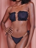 ZAFUL Maillot de Bain Bikini Bandeau Noué à Chaîne à Volants L Noir