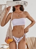 ZAFUL Maillot de Bain Bikini Bandeau Noué à Côté à Imprimé Fleuri S Blanc