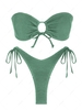ZAFUL Maillot de Bain Bikini Bandeau Noué à Côté L Vert clair