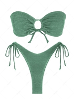 ZAFUL Maillot de Bain Bikini Bandeau Noué à Côté L Vert clair