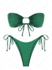 ZAFUL Maillot de Bain Bikini Bandeau Noué à Côté L Vert profond