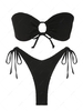 ZAFUL Maillot de Bain Bikini Bandeau Noué à Côté S Noir