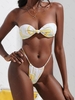 ZAFUL Maillot de Bain Bikini Bandeau Noué Imprimé S Vert clair