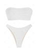 ZAFUL Maillot de Bain Bikini Bandeau Texturé à Lacets Au Dos à Coupe Haute S Blanc