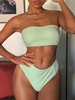 ZAFUL Maillot de Bain Bikini Bandeau Texturé à Taille Haute M Vert menthe
