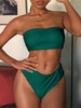 ZAFUL Maillot de Bain Bikini Bandeau Texturé à Taille Haute M Vert profond