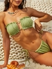 ZAFUL Maillot de Bain Bikini Bandeau Texturé à Volants S Vert clair