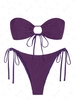 ZAFUL Maillot de Bain Bikini Bandeau Texturé Cintré Noué à Côté S Concorde