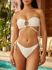 ZAFUL Maillot de Bain Bikini Bandeau Texturé Noué à Côté à Cordon Multi-usage S Café lumière