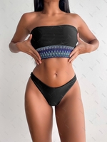 ZAFUL Maillot de Bain Bikini Bandeau Zigzag L Noir